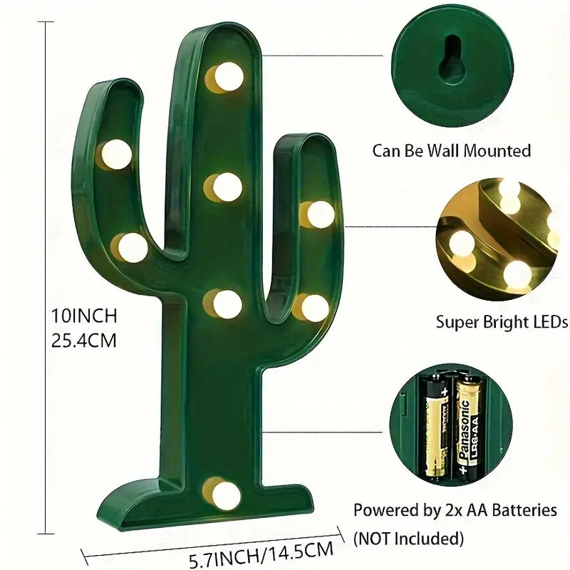 Lampada a Forma di Cactus da 25 cm - Illuminazione Decorativa e Originale per Ogni Ambiente