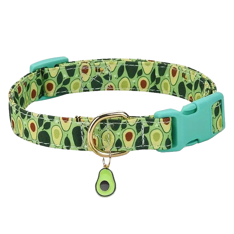 👉 Collare Regolabile per Cani e Gatti con Stampa Fruttata 🍉 | Poliestere Resistente e Lavabile | Con Ciondolo in Metallo Elegante | Comodo e Sicuro per Animali Domestici 🐶🐱