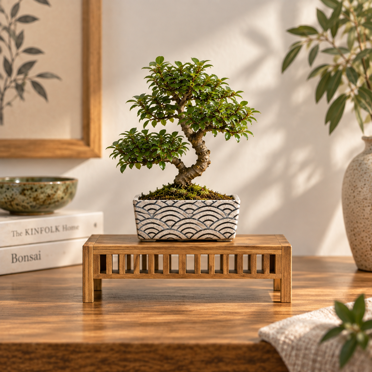 Tavolino Espositore in Legno per Bonsai – 25 × 17 cm
