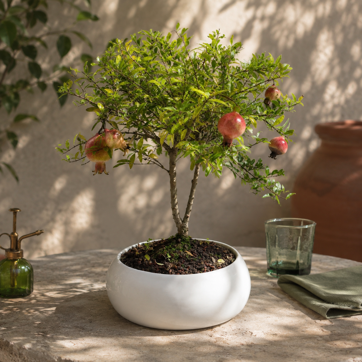 Bonsai con frutti e fiori