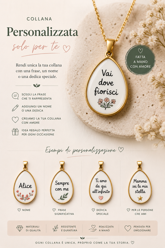Collana Personalizzata con Nome o Frase in Acciaio Inossidabile – colore Oro o Argento