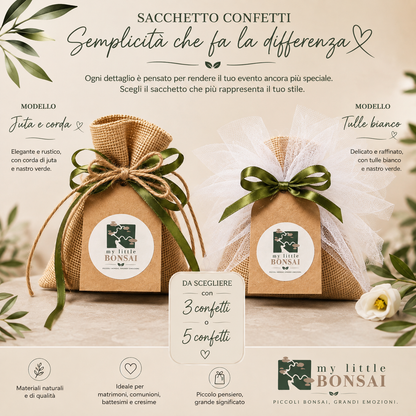 Sacchettino in Juta Portaconfetti Personalizzato – 3 o 5 Confetti