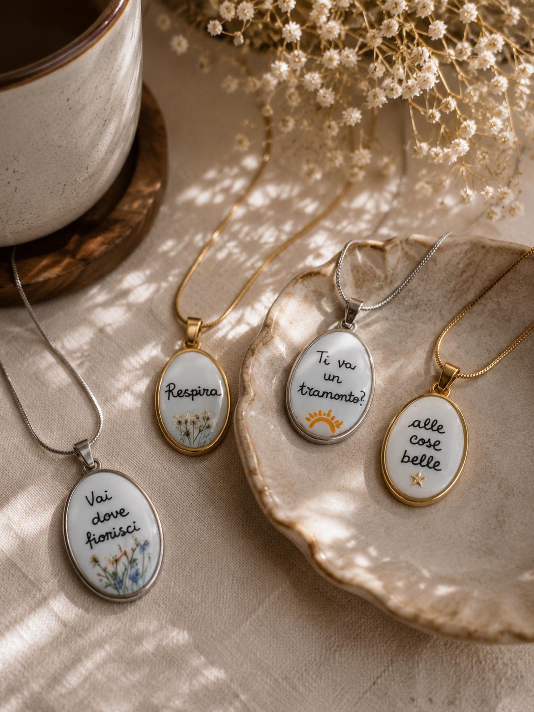Collana motivazionale “Respira” – Acciaio Inossidabile Oro o Argento