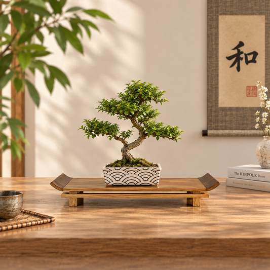 Tavolino Espositore in Legno per Bonsai – Stile Giapponese 26 × 17 cm