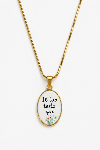 Collana Personalizzata con Nome o Frase in Acciaio Inossidabile – colore Oro o Argento