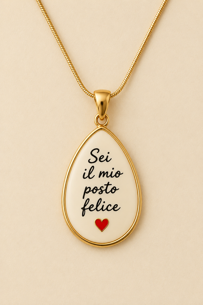 Collana “Sei il mio posto felice” – Gioiello con frase scritta a mano