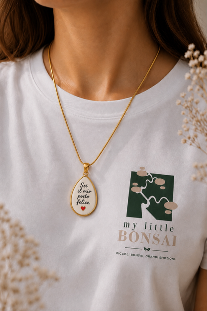 Collana “Sei il mio posto felice” – Gioiello con frase scritta a mano