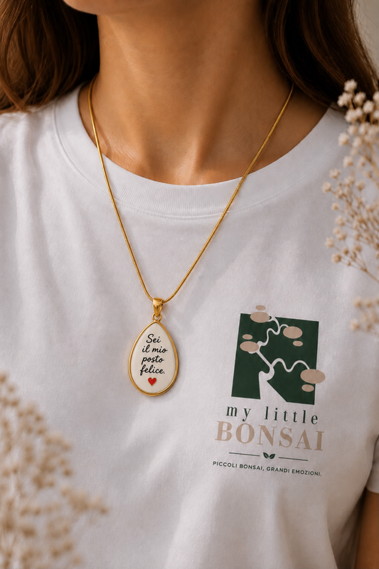 Collana “Sei il mio posto felice” – Gioiello con frase scritta a mano