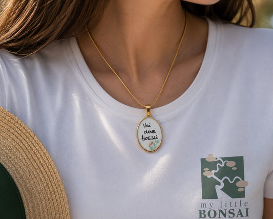 Collana “Vai dove fiorisci” in Acciaio Inossidabile – colore  Oro o Argento
