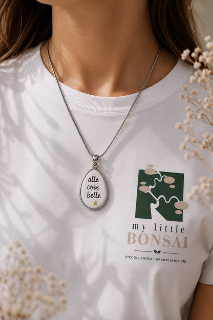 Collana “Alle cose belle” scritta a mano – Acciaio Inossidabile Oro o Argento
