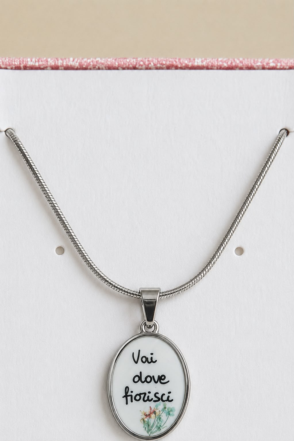 Collana “Vai dove fiorisci” in Acciaio Inossidabile – Oro o Argento