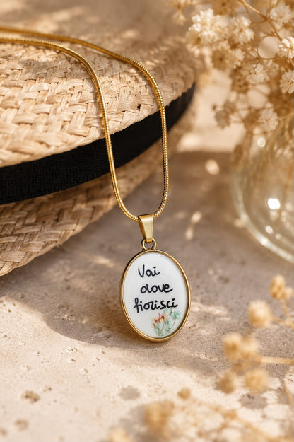 Collana “Vai dove fiorisci” in Acciaio Inossidabile – Oro o Argento