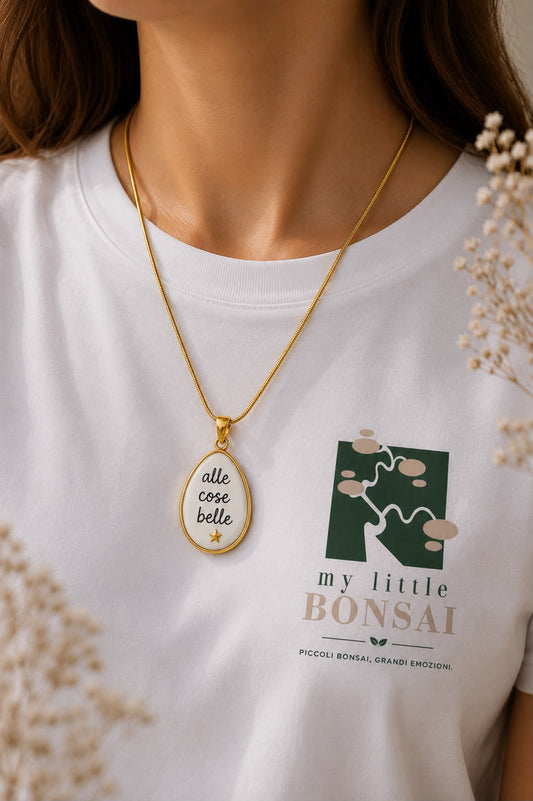 Collana “Alle cose belle” scritta a mano – Acciaio Inossidabile colore Oro o Argento